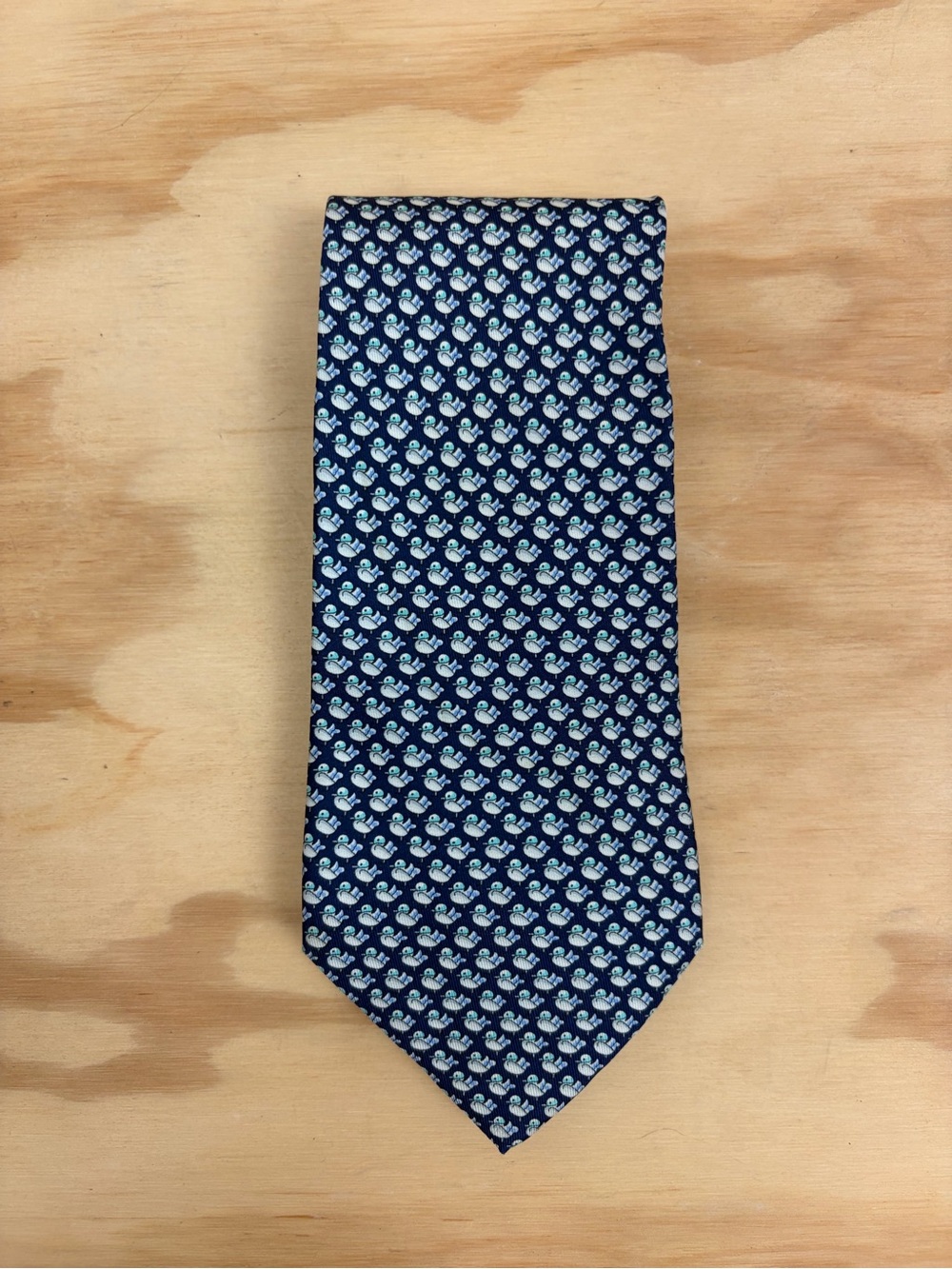 Salvatore Ferragamo 100% Silk Whimsical Ducks Necktie